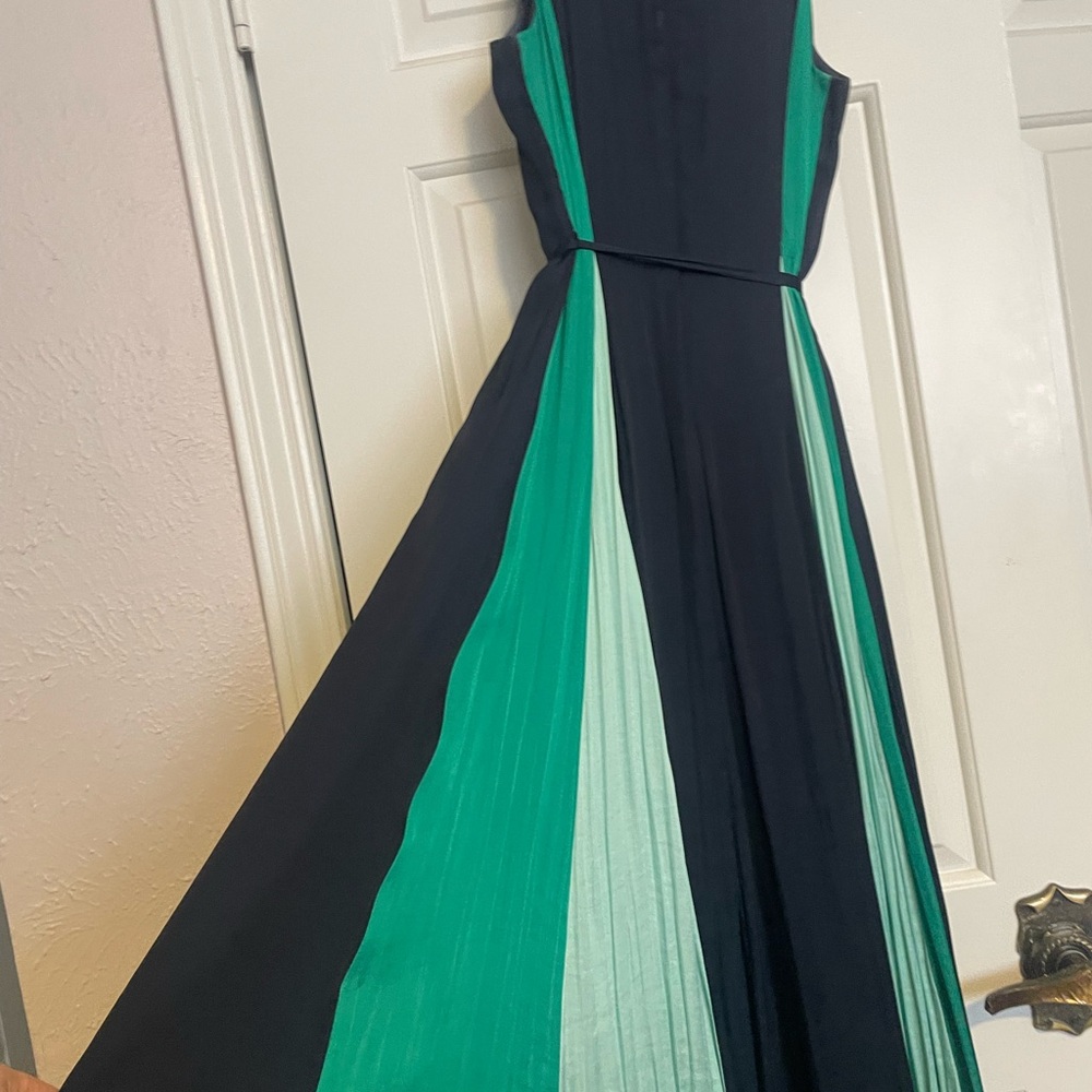Chic Navy and Green Maxi Dress